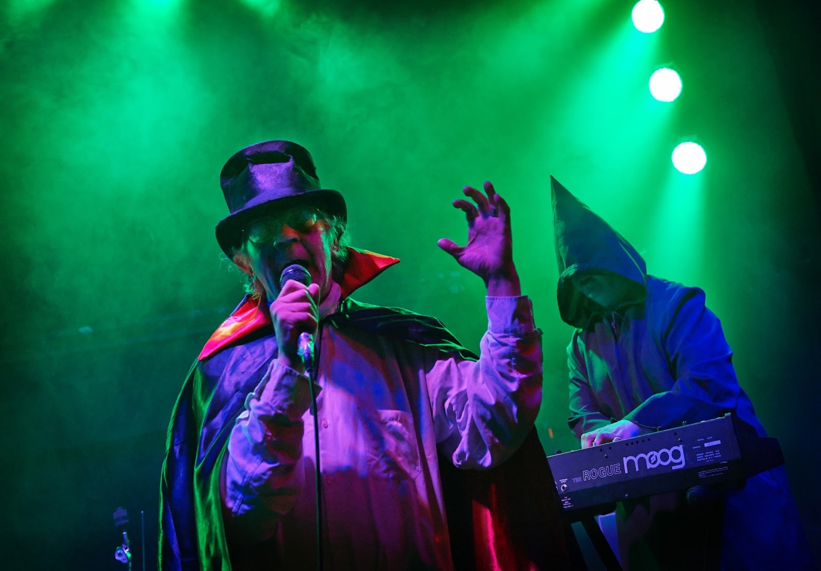 Kalevi Helvetti on stage performing his musical performance in his alter ego vampire costume
